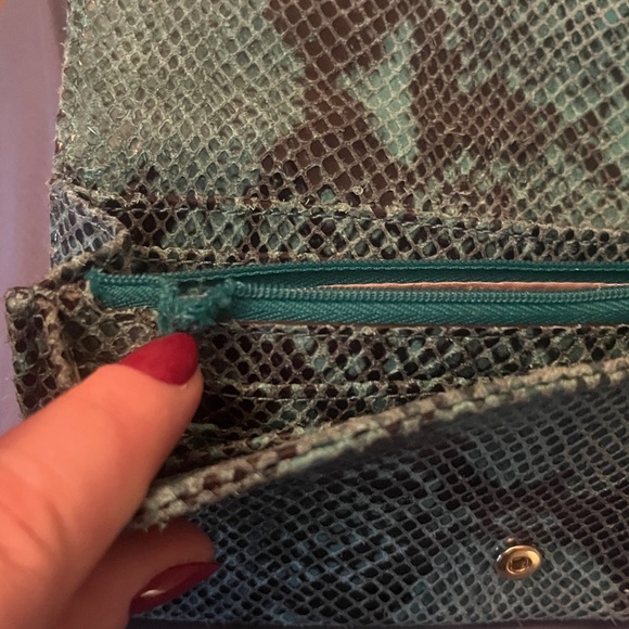 Michael Kors Turquoise Fulton Python Embossed Wallet - Picture 7 of 11